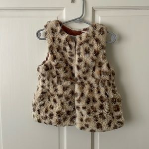 Zara kids Faux fur animal print vest